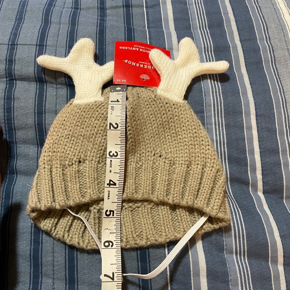 Wondershop PET HAT ANTLERS knit size Small Medium tan cream elastic adjust strap - Picture 8 of 11